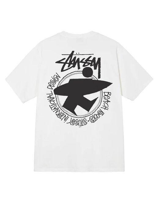 Stussy White Beach Roots T-shirt Natural In Cotton for men