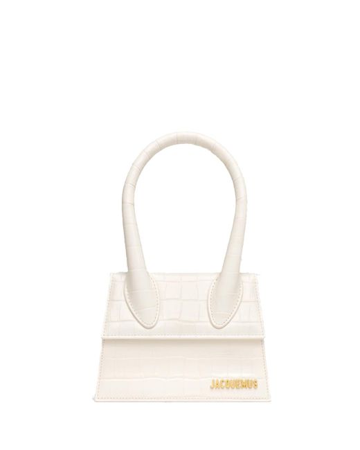 Jacquemus White Le Chiquito Moyen Bag Ivory In Leather