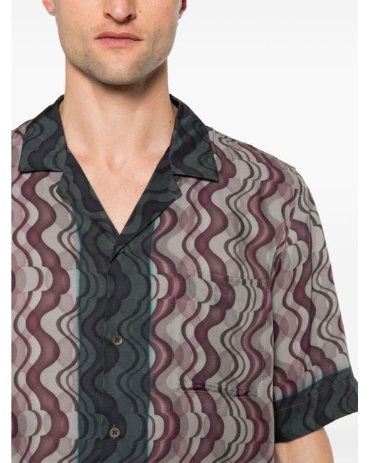 Dries Van Noten Black Geometric Print Shirt Multicolor In Cotton for men