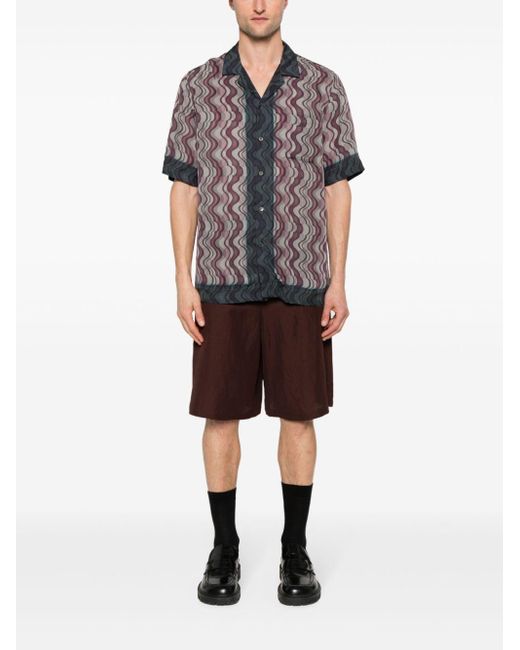 Dries Van Noten Black Geometric Print Shirt Multicolor In Cotton for men