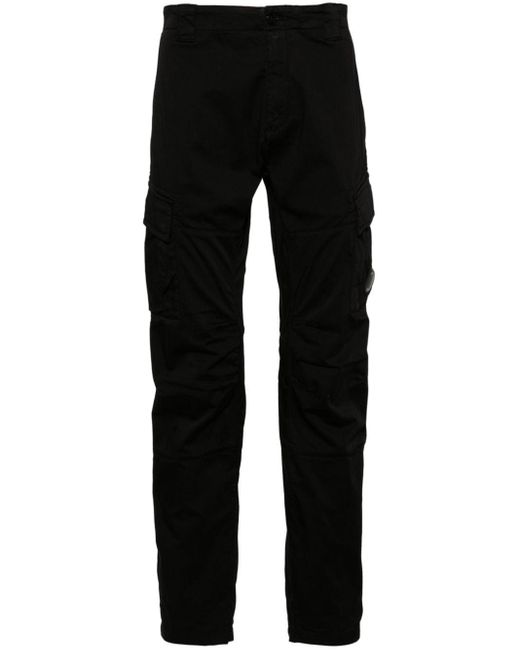 C P Company Stretch Sateen Cargo Trousers Black In Cotton for men