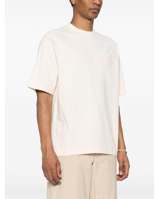 Jacquemus White Le T-shirt Typo T-shirt Beige In Cotton