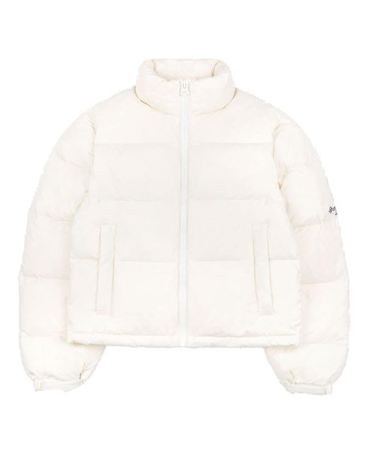 Sporty & Rich White L.a. Crown Puffer Jacket Cream In Nylon