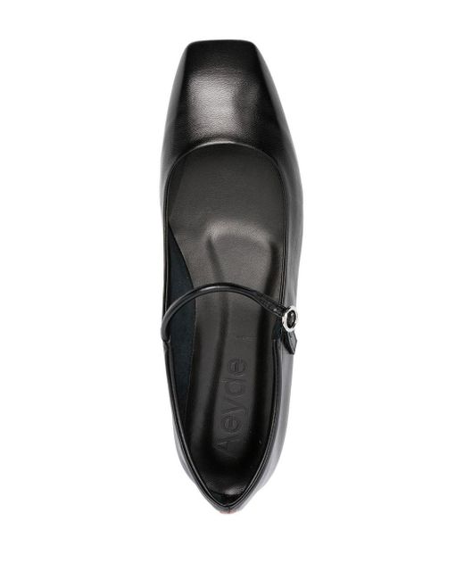Aeyde Black Maryjane Leather Ballerina Shoes