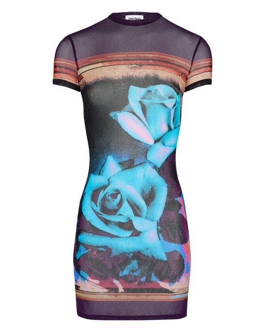 Jean Paul Gaultier Blue Roses Mini Dress