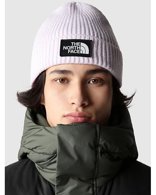 The North Face Logo Box Hat Liliac In Wool in White | Lyst UK