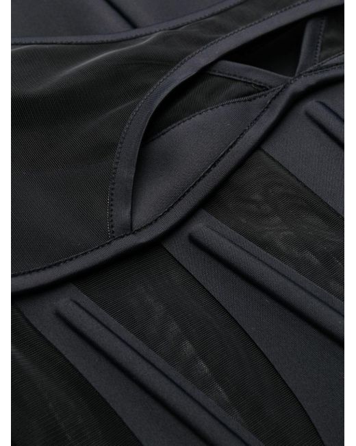 Mugler Black Tulle-panelled Jersey Corset Minidress