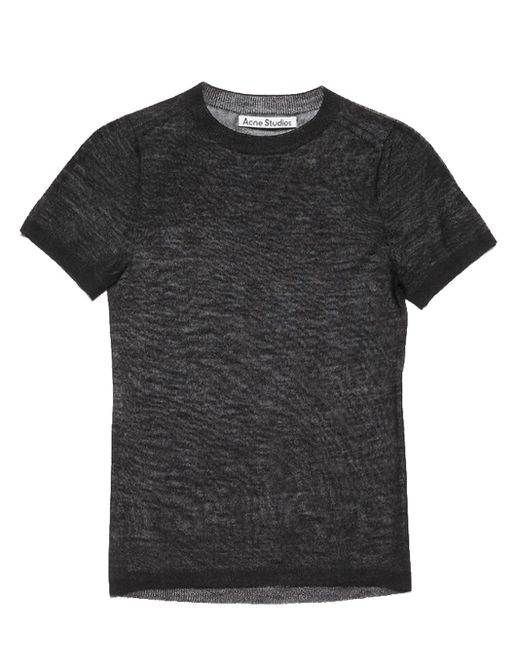 Acne Sheer Knit T-shirt Black In Wool