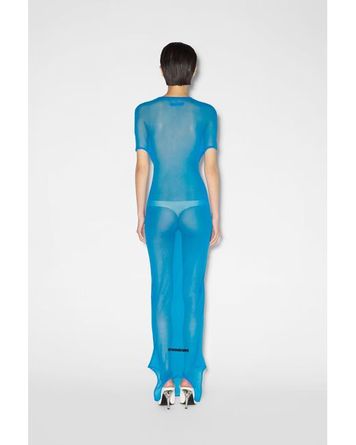 Jean Paul Gaultier Double Side Long Dress Blue In Polyamide