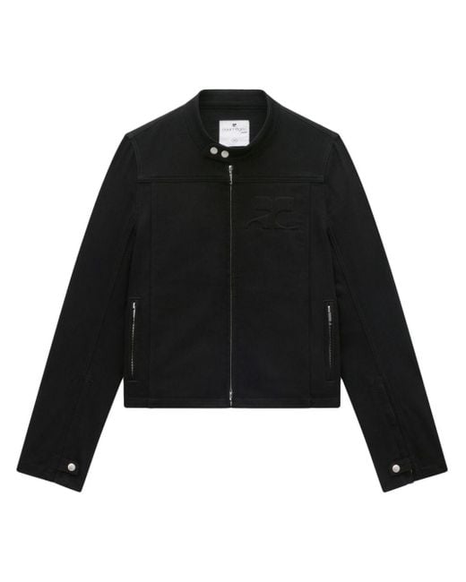 Courreges Black Zip-Up Denim Jacket for men