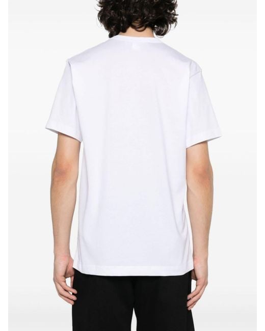 Comme des Garçons Blue Printed T-shirt Men White In Cotton
