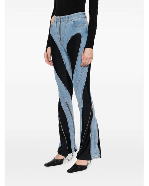 Mugler Blue Spiral Split-hem Jeans