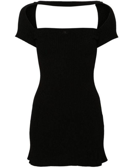 Courreges Black Hyperbole Ribbed-knit Minidress