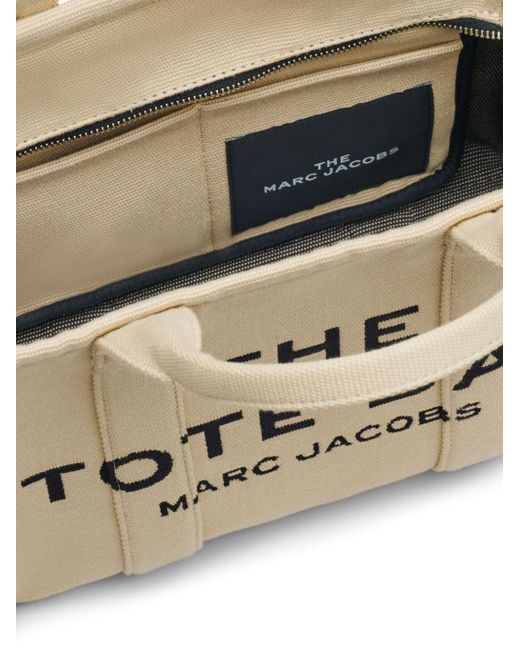 Marc Jacobs Metallic The Medium Tote Bag Beige In Cotton