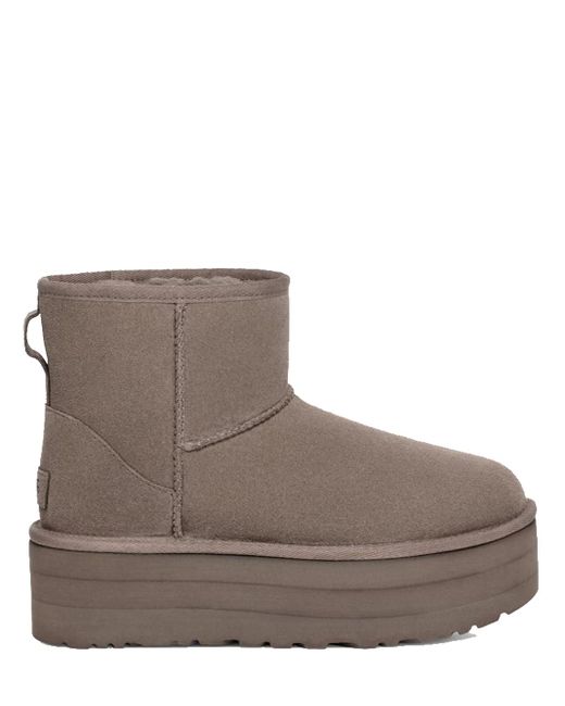 UGG Classic Mini Platform Gray In Leather in Brown | Lyst UK