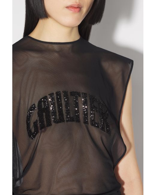 Jean Paul Gaultier Black Logo-embellished Mesh Gown - Women's - Polyamide/elastane