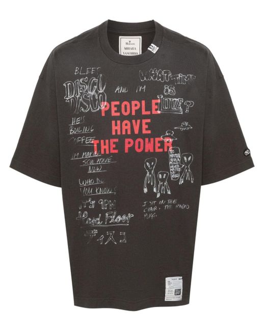 Maison Mihara Yasuhiro Gray Distressed T-shirt Men Black In Cotton
