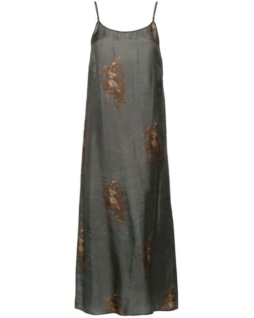 Uma Wang Gray Renaissance-print Midi Dress