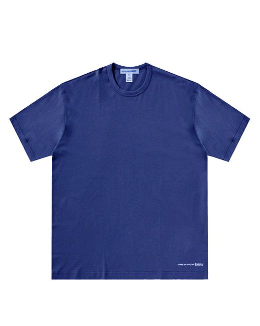 Comme des Garçons Blue Printed T-shirt Men Navyi In Cotton