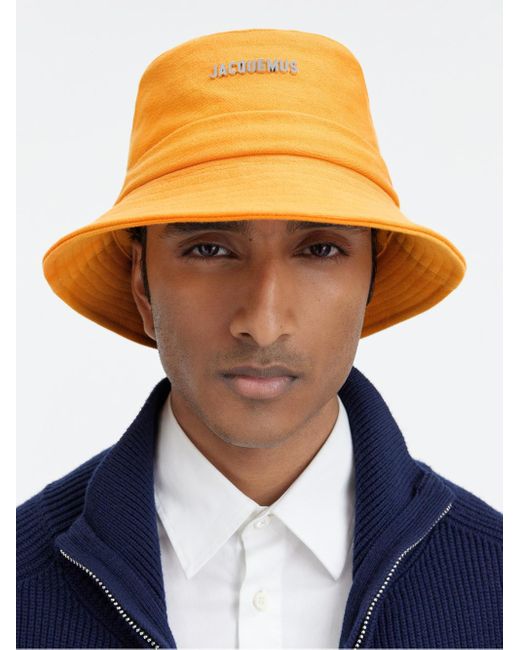 Jacquemus Le Bob Gadjo Bucket Hat Dark Orange In Cotton