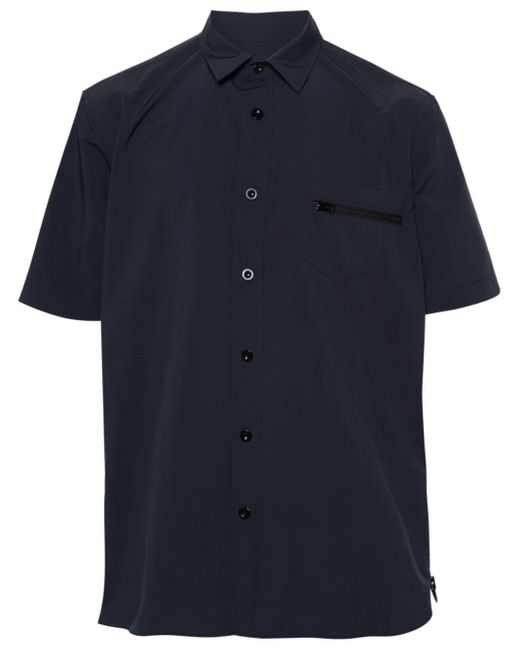 Sacai Blue Zip-pocket Taffeta Shirt for men