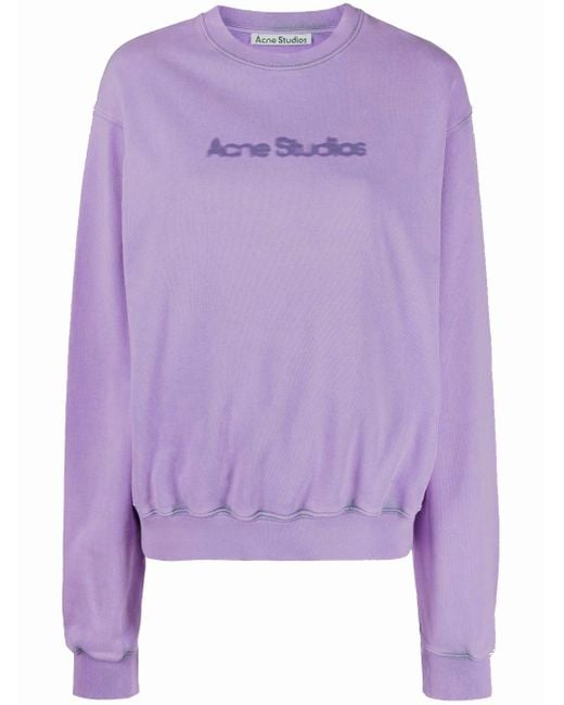 Acne Blurred Logo Sweatshirt Purple In Cotton