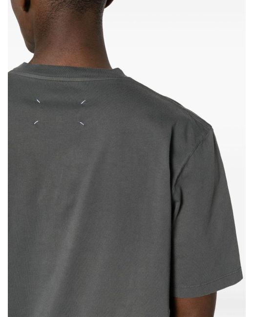 Maison Margiela Gray Minimal T-shirt Men Oatmeal In Biological Cotton
