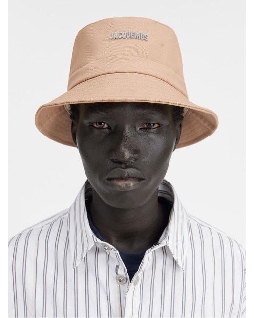 Jacquemus Natural Le Bob Gadjo Bucket Hat Dark Beige In Cotton