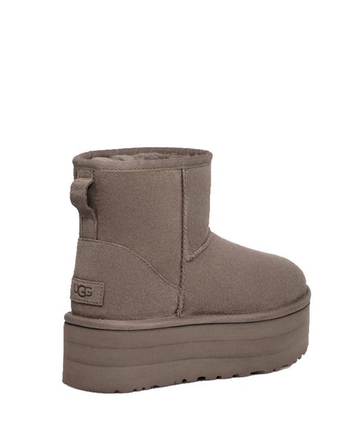 Ugg Brown Classic Mini Platform Gray In Leather