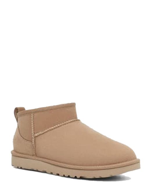 Ugg Brown Classic Ultra Mini Boots Sand In Leather