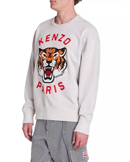 KENZO Gray Lucky Tiger Sweatshirt Grey In Cotton