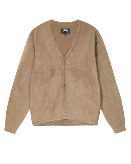 Stussy Natural shaggy Cardigan Beige In Mohair