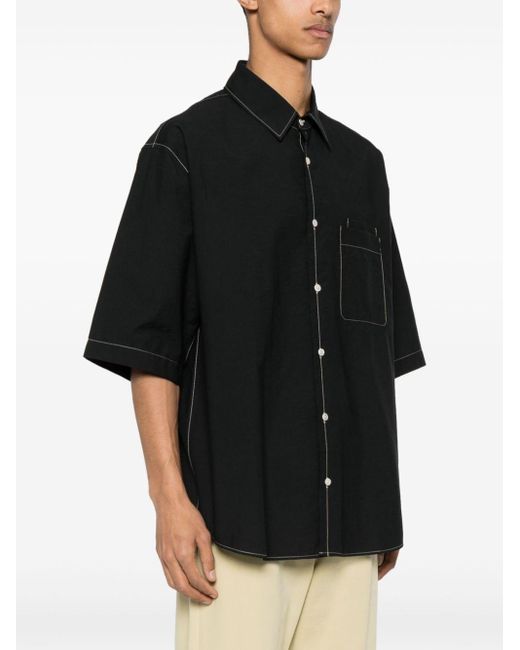 Lemaire Black Contrast-stitching Shirt for men