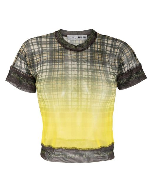 OTTOLINGER Yellow Checked Cropped T-shirt
