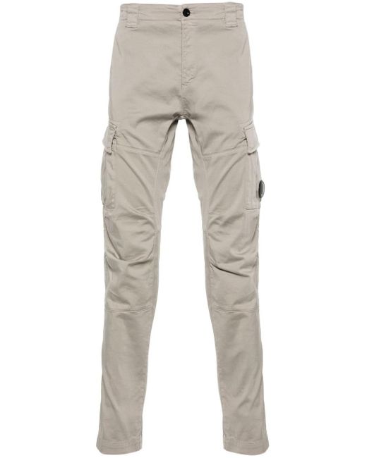 C P Company Gray Ergonomic Lens Slim-fit Cargo Trousers for men