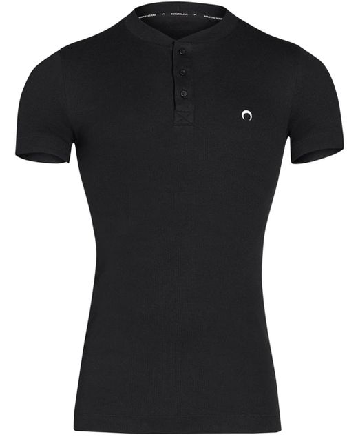 Marine Serre Button Up Henley T-shirt Black In Cotton for Men | Lyst