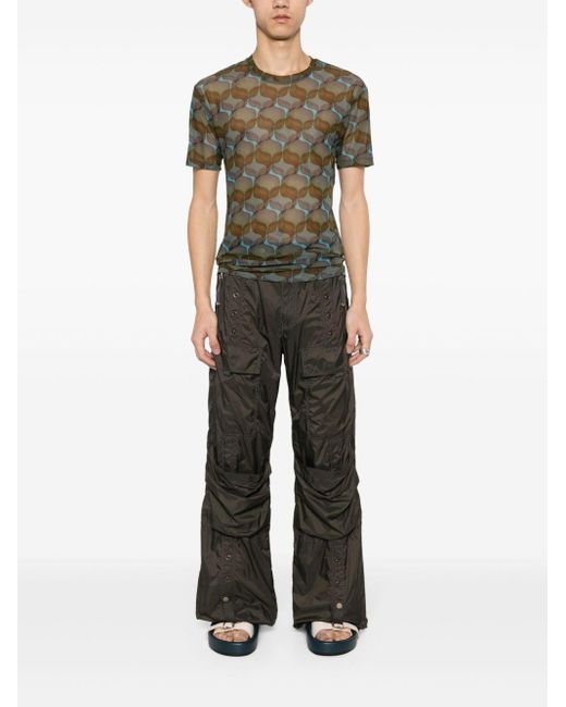 Dries Van Noten Gray Printed T-shirt Beige In Silk for men