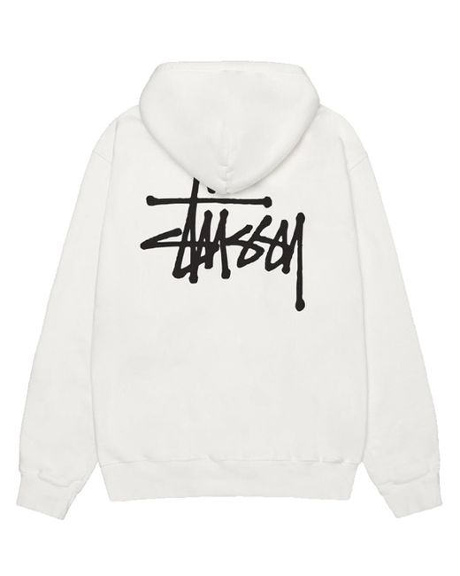 Stussy White Basic Pig Dyed Hoodie Natural In Cotton for men