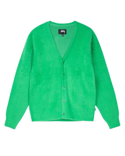 Stussy shaggy Cardigan Green In Mohair