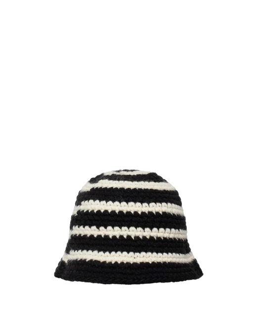 Stussy Swirl Knit Bucket Hat Black And White In Acrylic | Lyst