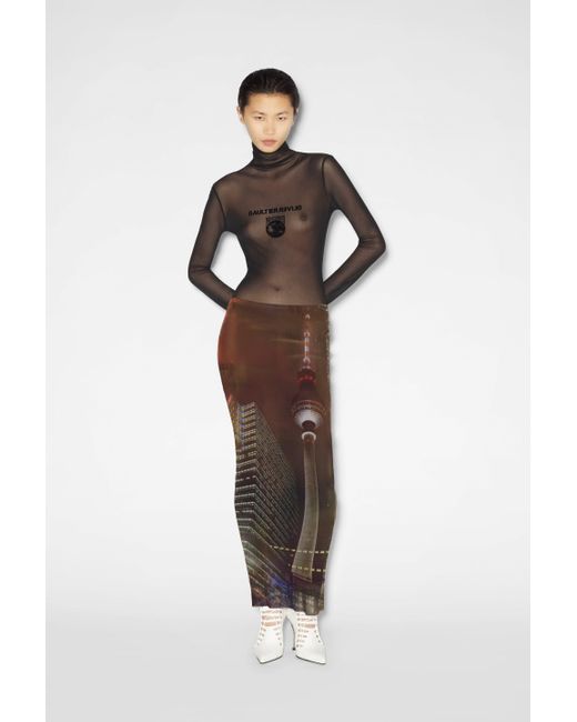 Jean Paul Gaultier Multicolor City Long Skirt Brown In Polyamide
