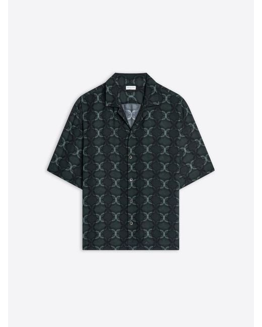 Dries Van Noten Black Printed Bowling Shirt Antracite for men