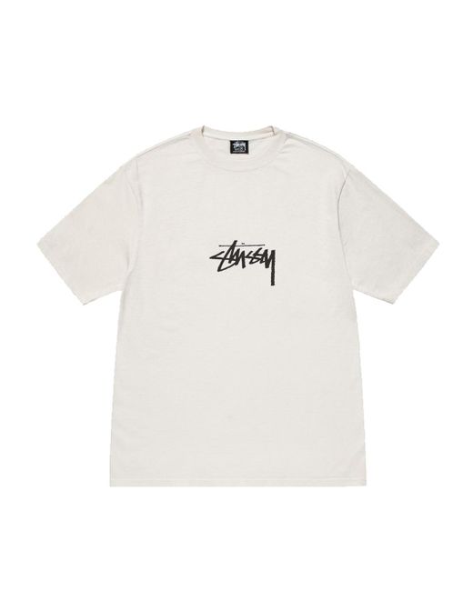 Stussy Small Stock T-shirt Pig Dyed White In Cotton
