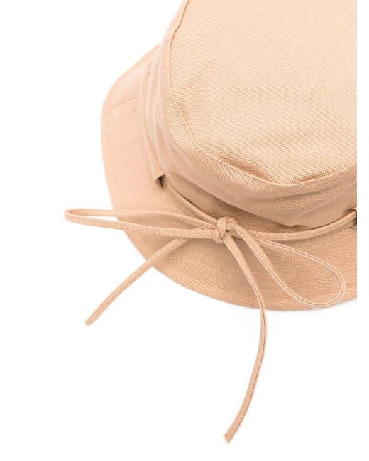 Jacquemus Natural Le Bob Gadjo Bucket Hat Dark Beige In Cotton