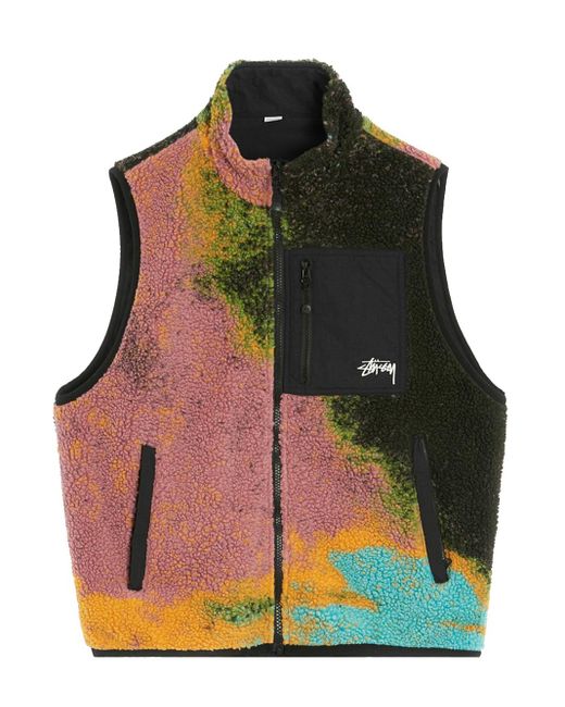 Stussy Jacquard Dyed Sherpa Vest Multicolor for men