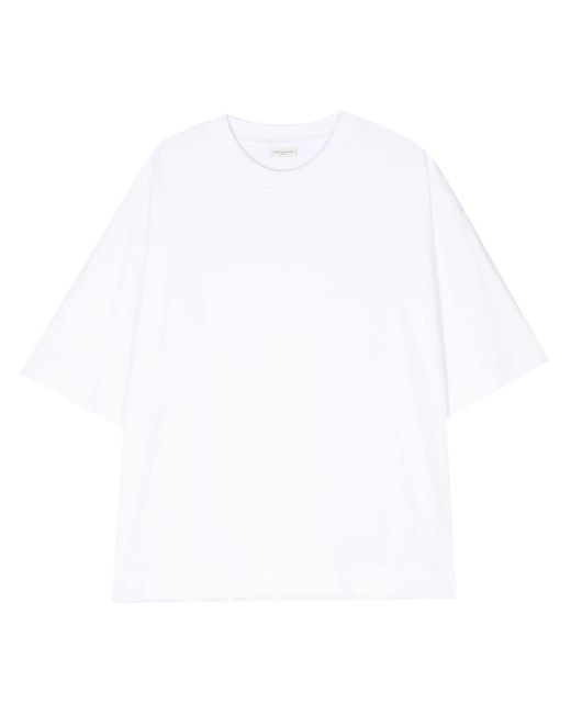 Dries Van Noten White Oversized T-shirt Black In Cotton for men