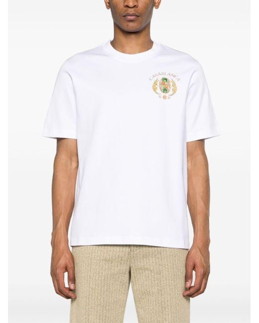Casablancabrand White Joyaux D'afrique Organic Cotton T-shirt for men