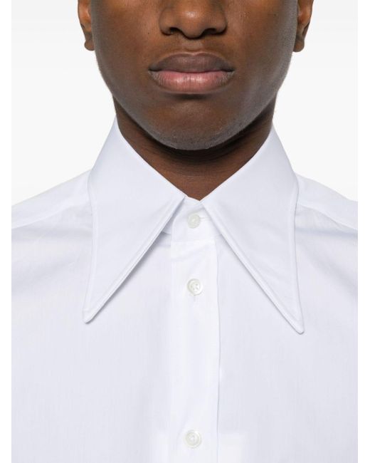 Maison Margiela White Short-Sleeved Poplin Shirt for men