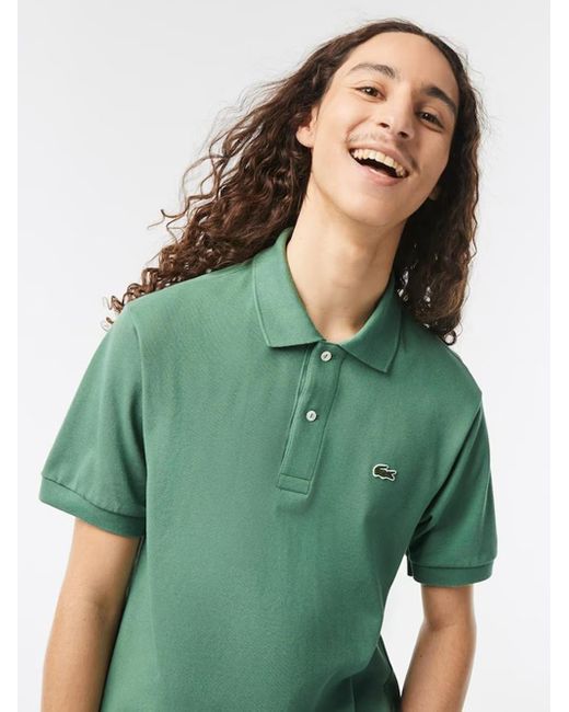 Lacoste Logo Polo Green In Cotton for Men | Lyst