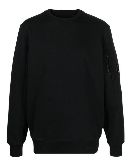 C P Company Diagonal Raised Fleece Sweatshirt Black In Cotton for men